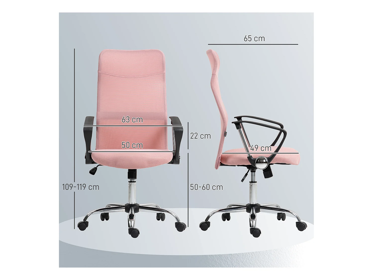 Sedia da ufficio ergonomica regolabile in tessuto a rete rosa