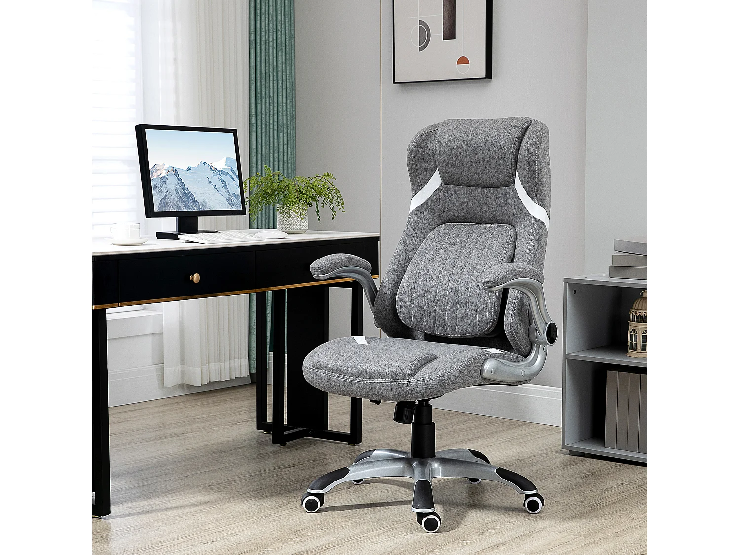 Sedia da ufficio reclinabile con ruote e altezza regolabile grigio