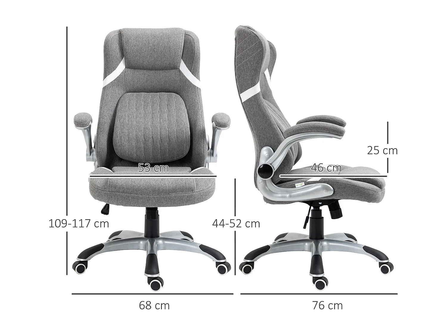 Sedia da ufficio reclinabile con ruote e altezza regolabile grigio