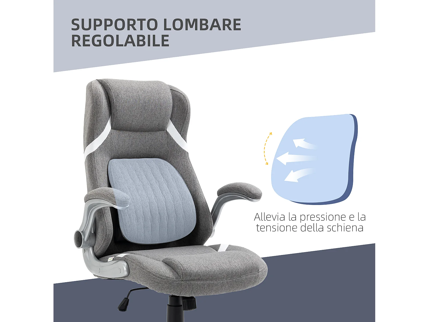 Sedia da ufficio reclinabile con ruote e altezza regolabile grigio