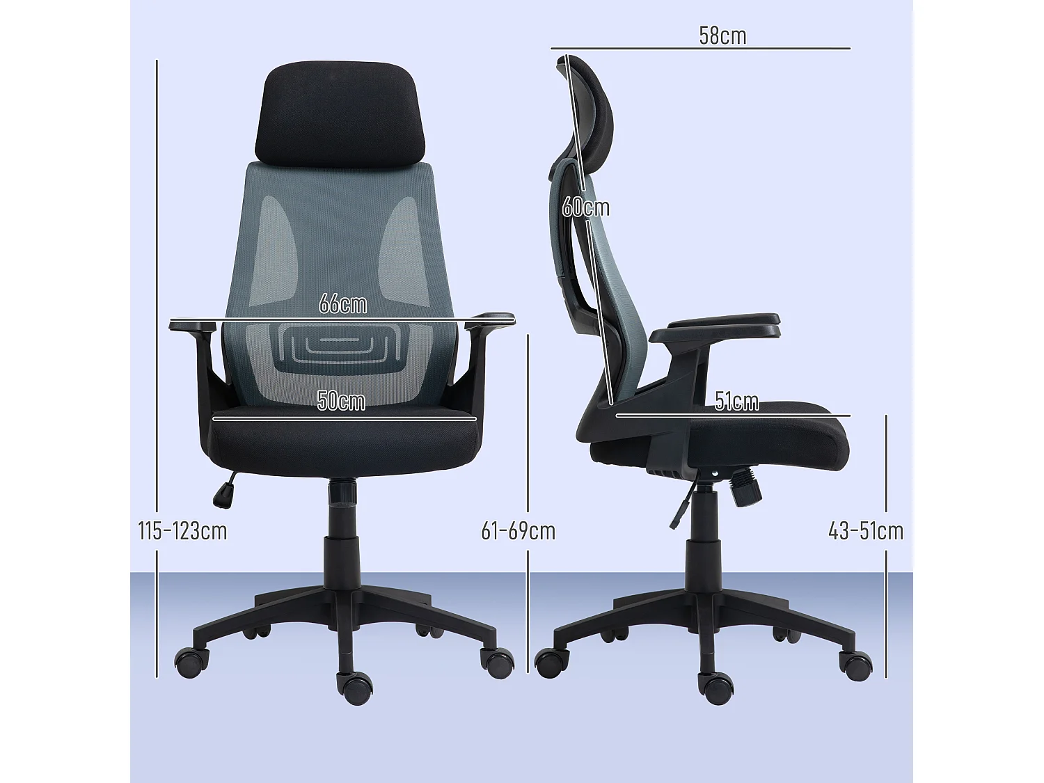 Sedia da ufficio con supporto lombare e altezza regolabile nero