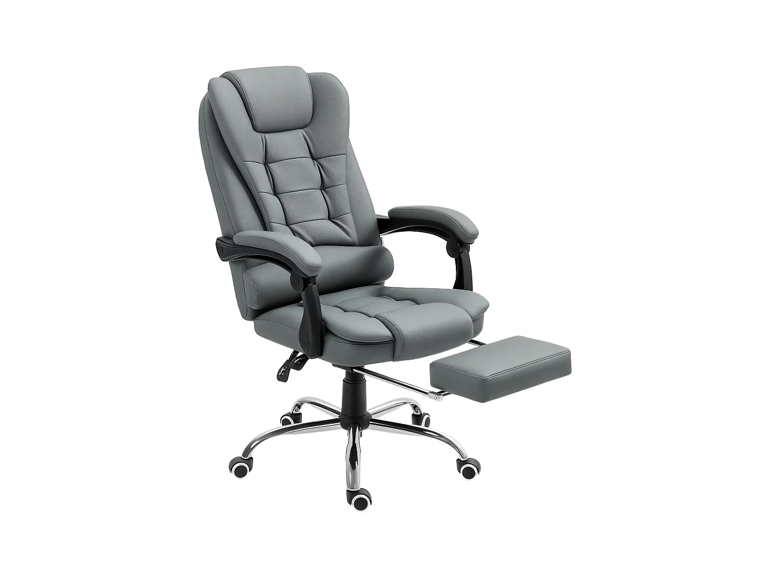 Sedia da ufficio ergonomica e reclinabile con poggiapiedi grigio