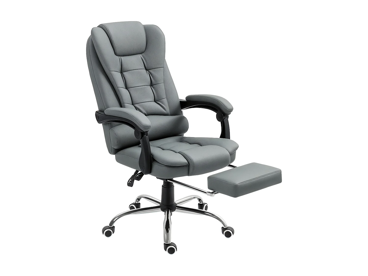 Sedia da ufficio ergonomica e reclinabile con poggiapiedi grigio