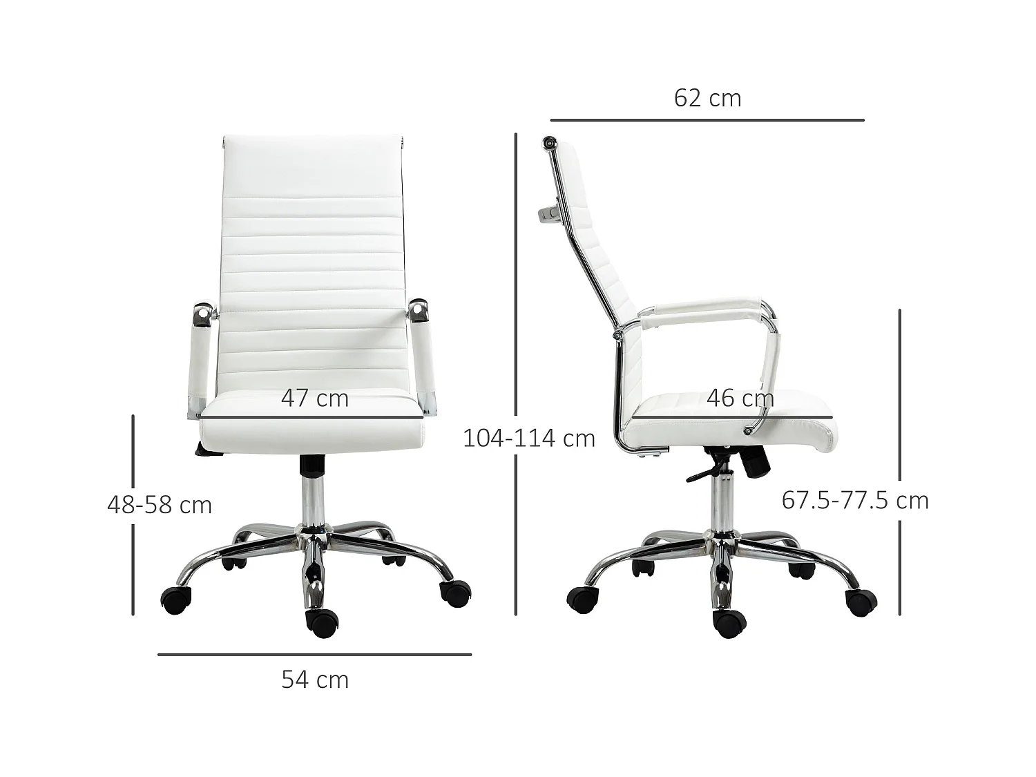 Sedia da ufficio ergonomica e girevole in finta pelle bianco
