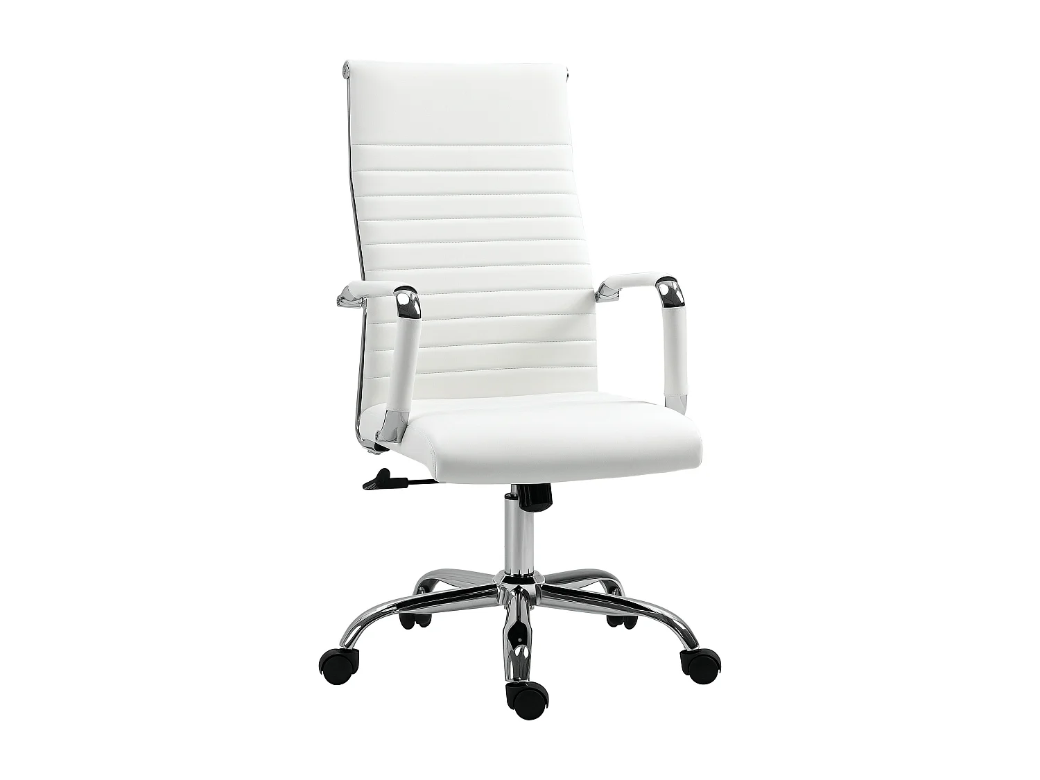 Sedia da ufficio ergonomica e girevole in finta pelle bianco