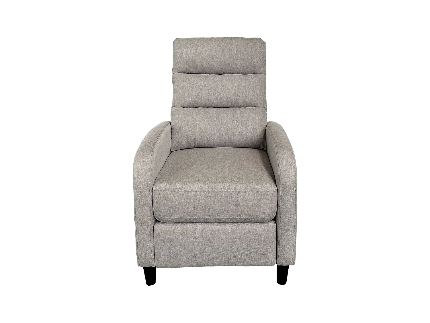 Fauteuil de relaxation en tissu coloris Beige, pieds coloris noir - Longueur 69 x profondeur 90 x hauteur 102 cm