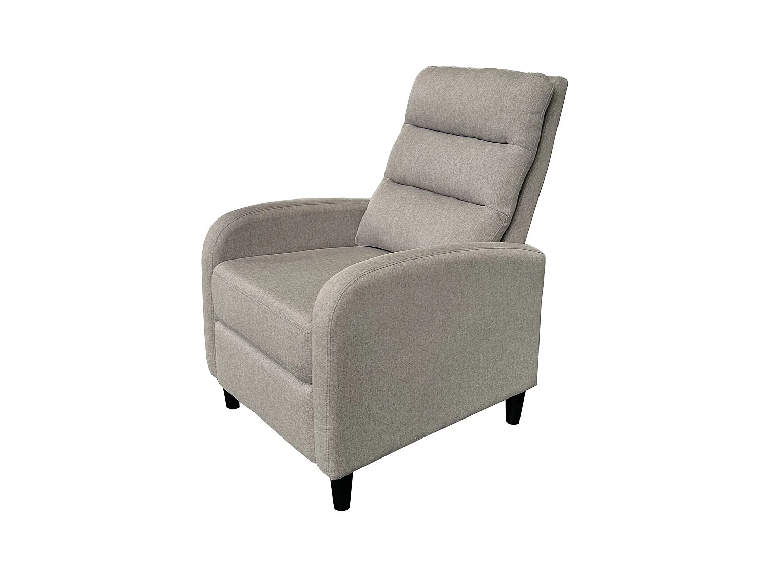 Fauteuil de relaxation en tissu coloris Beige, pieds coloris noir - Longueur 69 x profondeur 90 x hauteur 102 cm
