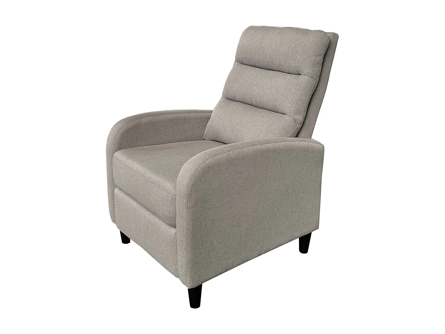 Fauteuil de relaxation en tissu coloris Beige, pieds coloris noir - Longueur 69 x profondeur 90 x hauteur 102 cm