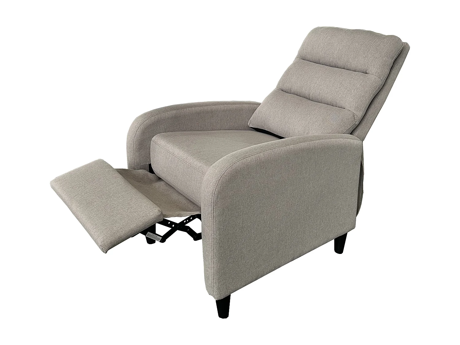 Fauteuil de relaxation en tissu coloris Beige, pieds coloris noir - Longueur 69 x profondeur 90 x hauteur 102 cm