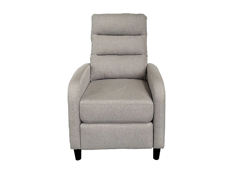 Fauteuil de relaxation en tissu coloris Beige, pieds coloris noir - Longueur 69 x profondeur 90 x hauteur 102 cm