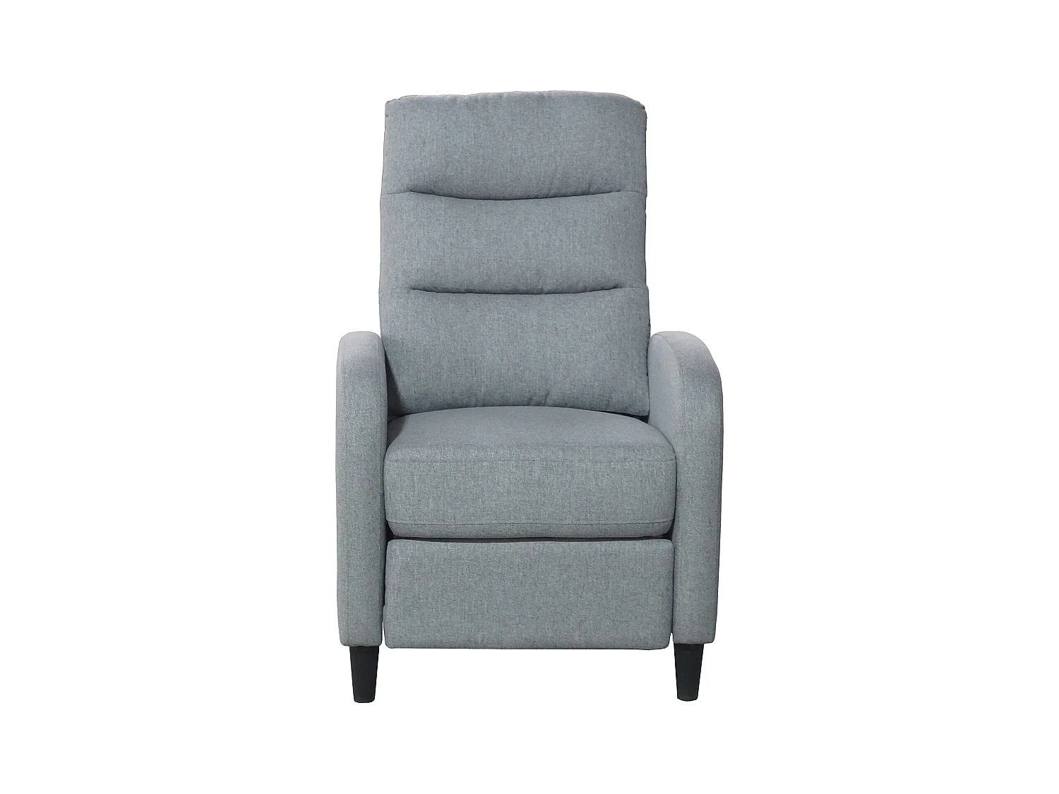 Fauteuil de relaxation en tissu coloris gris, pieds coloris noir - Longueur 69 x profondeur 90 x hauteur 102 cm