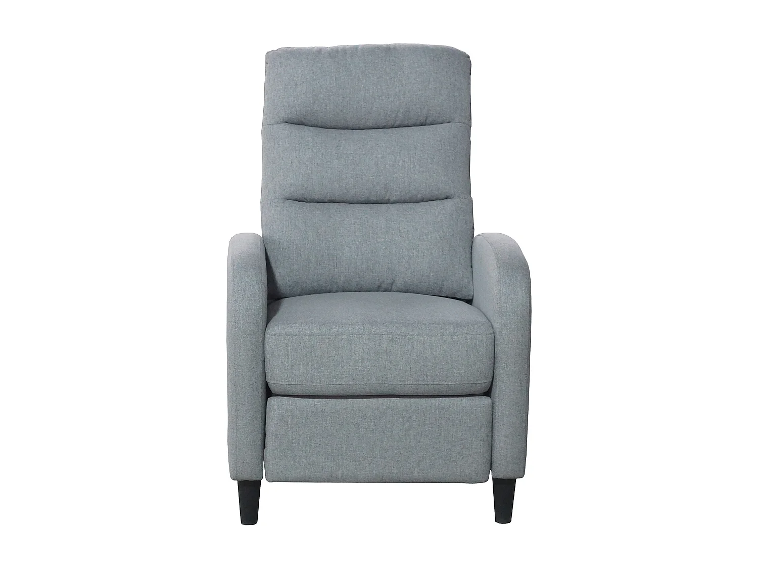 Fauteuil de relaxation en tissu coloris gris, pieds coloris noir - Longueur 69 x profondeur 90 x hauteur 102 cm