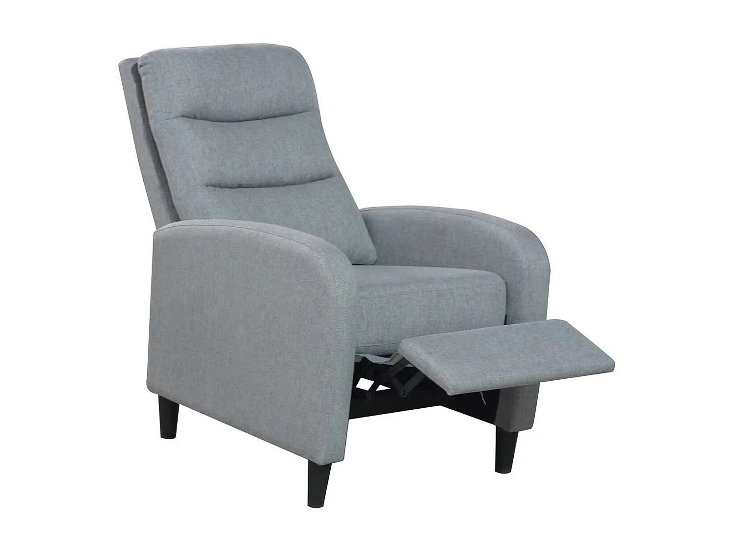 Fauteuil de relaxation en tissu coloris gris, pieds coloris noir - Longueur 69 x profondeur 90 x hauteur 102 cm