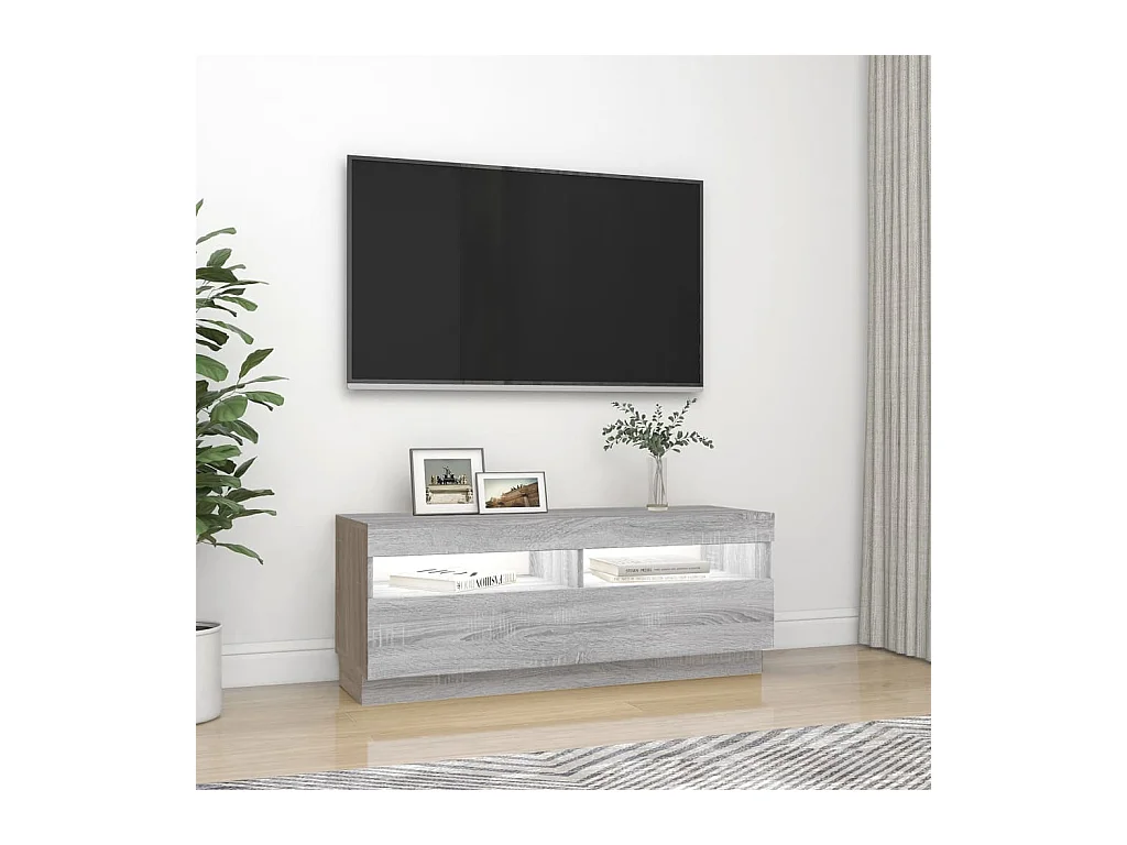 Meuble TV avec lumières LED sonoma gris 100x35x40 cm