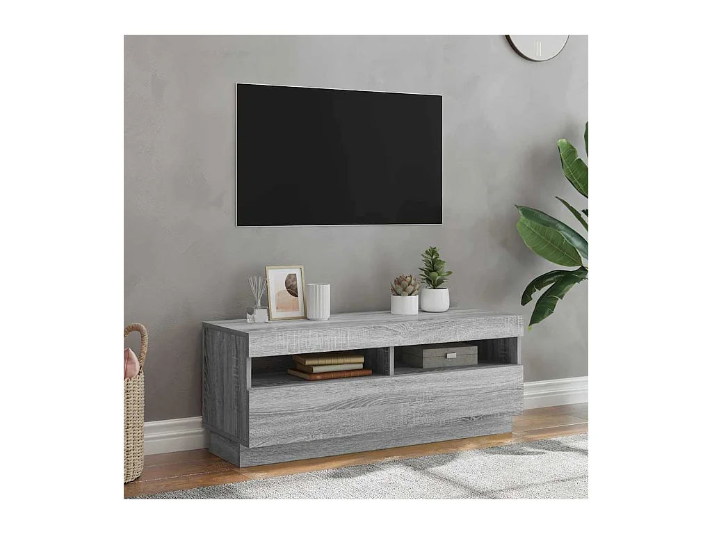 Mobile TV con luci LED Sonoma grigio 100x35x40 cm