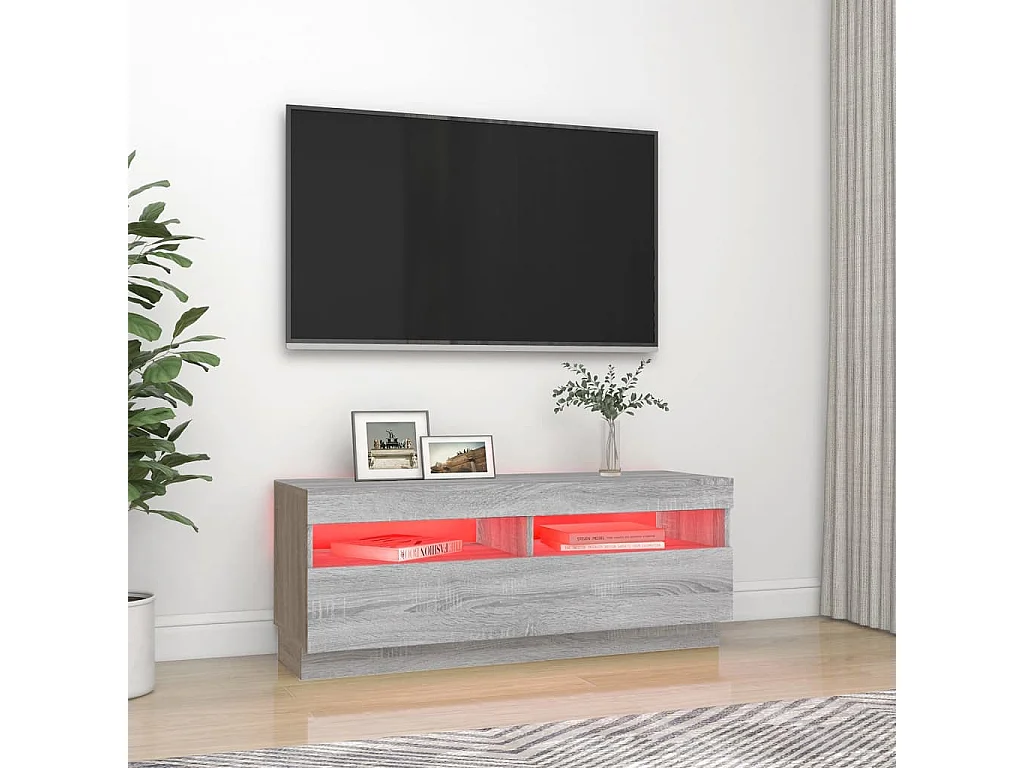 TV-meubel met LED-verlichting Sonoma grijs 100x35x40 cm