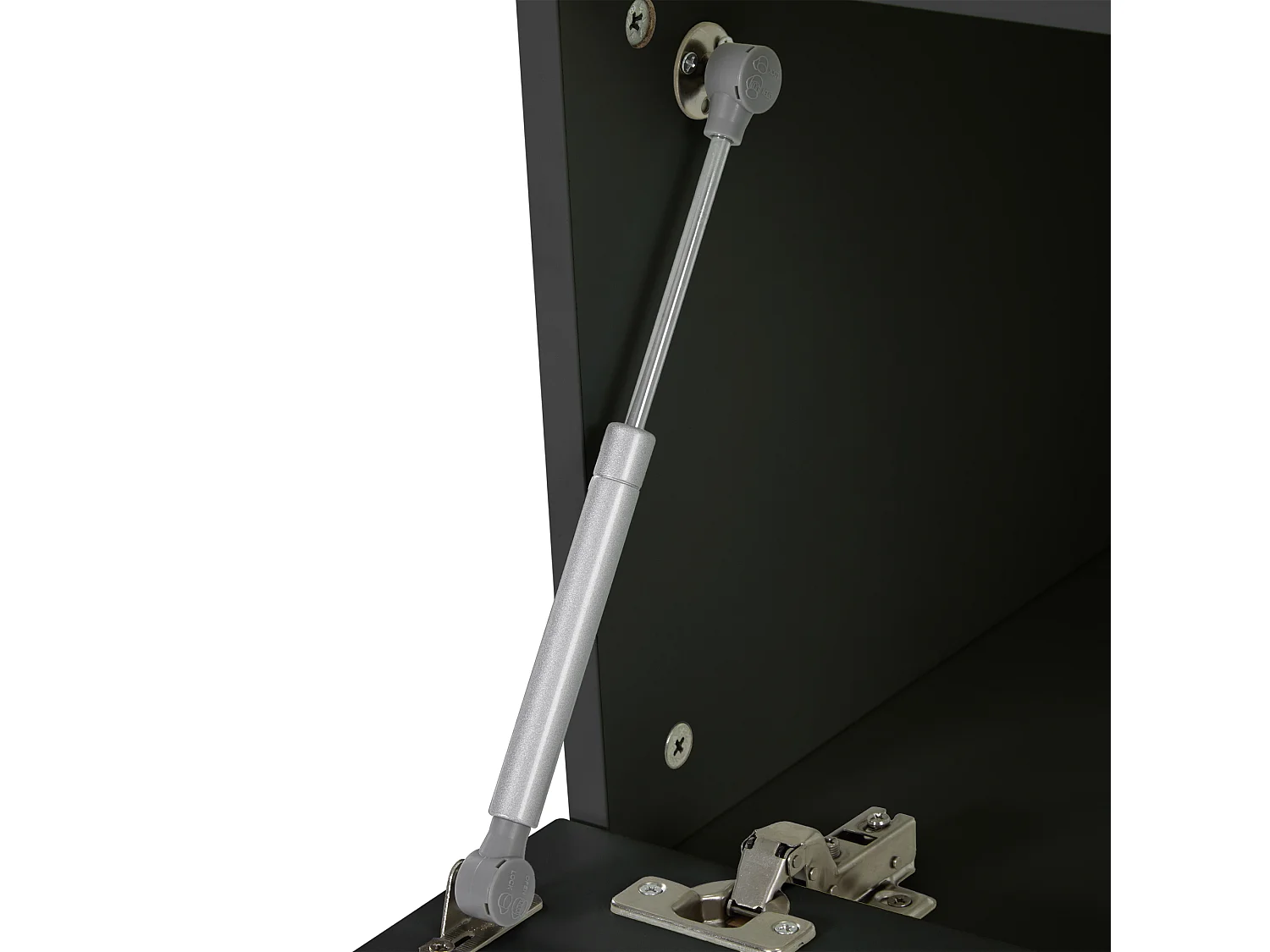 Vestiaire d'entrée avec meuble à chaussures de rangement, crochets dorés et rangement ouvert, noir