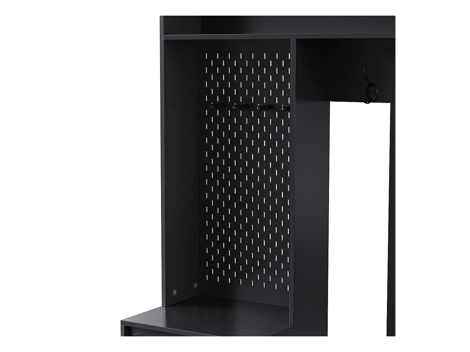 Vestiaire d'entrée avec banc rembourré, 4 patères, 2 tiroirs - noir - 100x35x180 cm