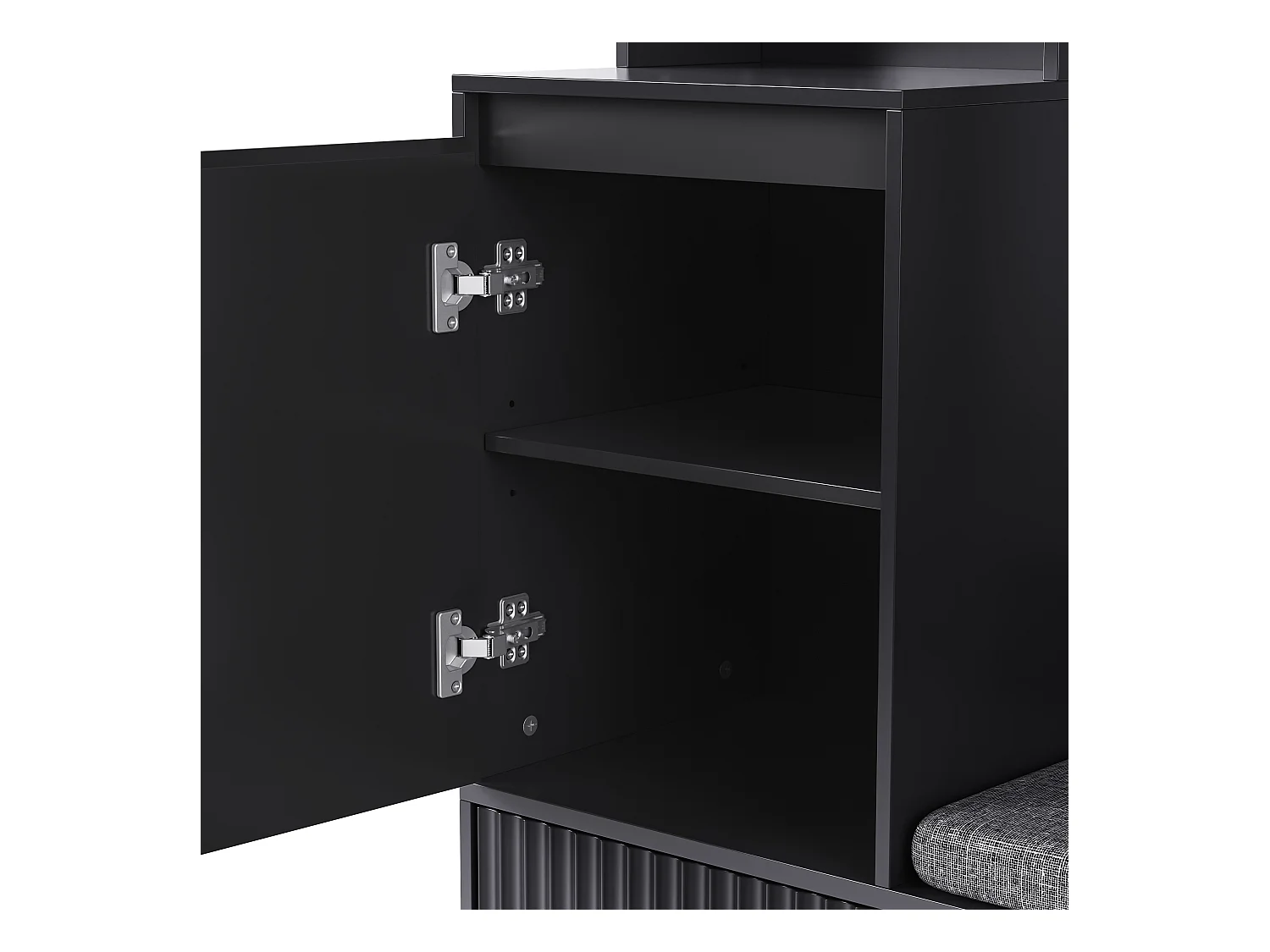 Vestiaire d'entrée avec banc rembourré, 4 patères, 2 tiroirs - noir - 100x35x180 cm