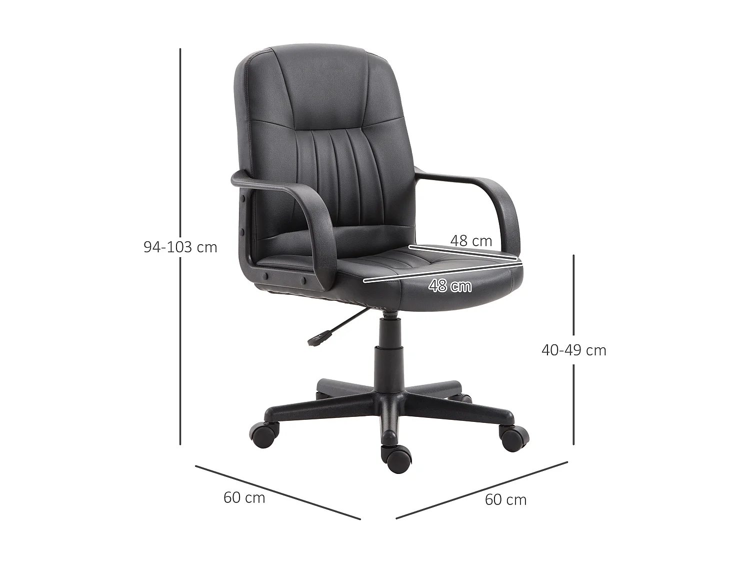 Sedia da ufficio con altezza regolabile in similpelle nero