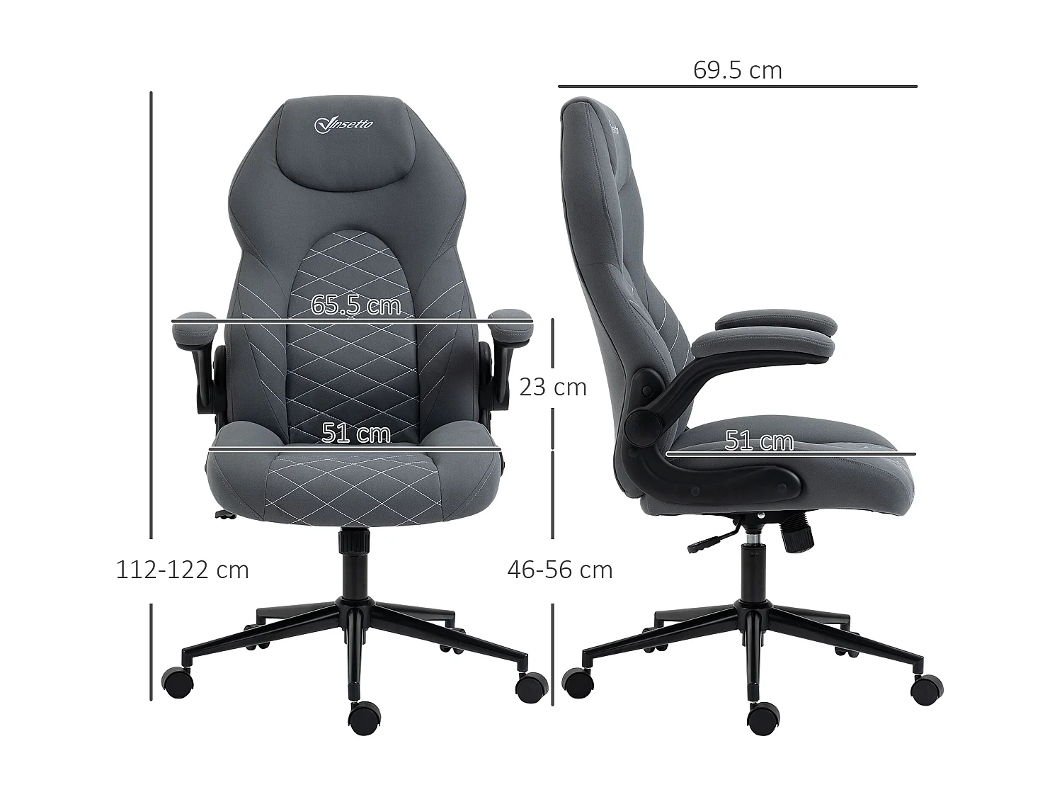 Sedia da ufficio ergonomica reclinabile altezza regolabile grigio