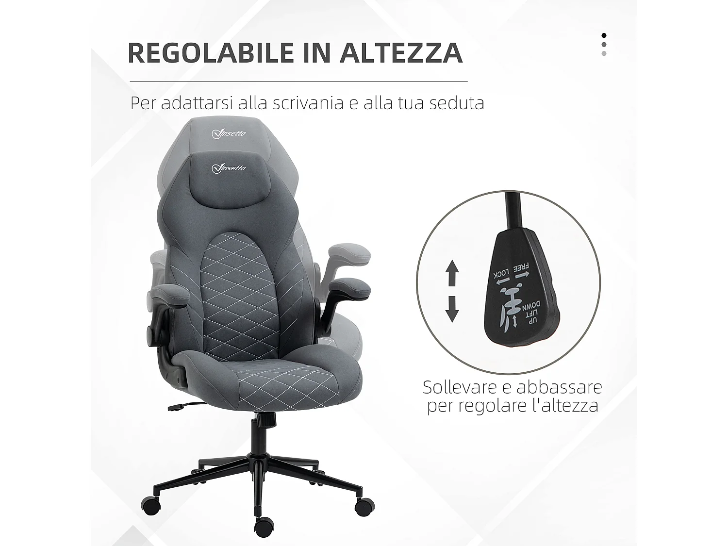 Sedia da ufficio ergonomica reclinabile altezza regolabile grigio