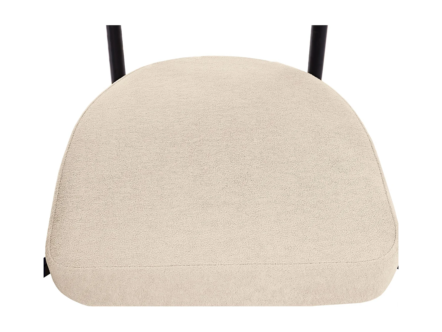 2er-Set Esszimmerstühle, beigefarbener Plüschbezug, ergonomische Rückenlehne, schwarze Metallbeine – für Esszimmer oder Wohnzimmer