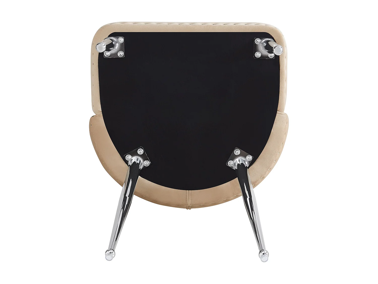 Lot de 2 chaises de salle à manger, velours beige, avec dossier matelassé, pieds argentés - design moderne