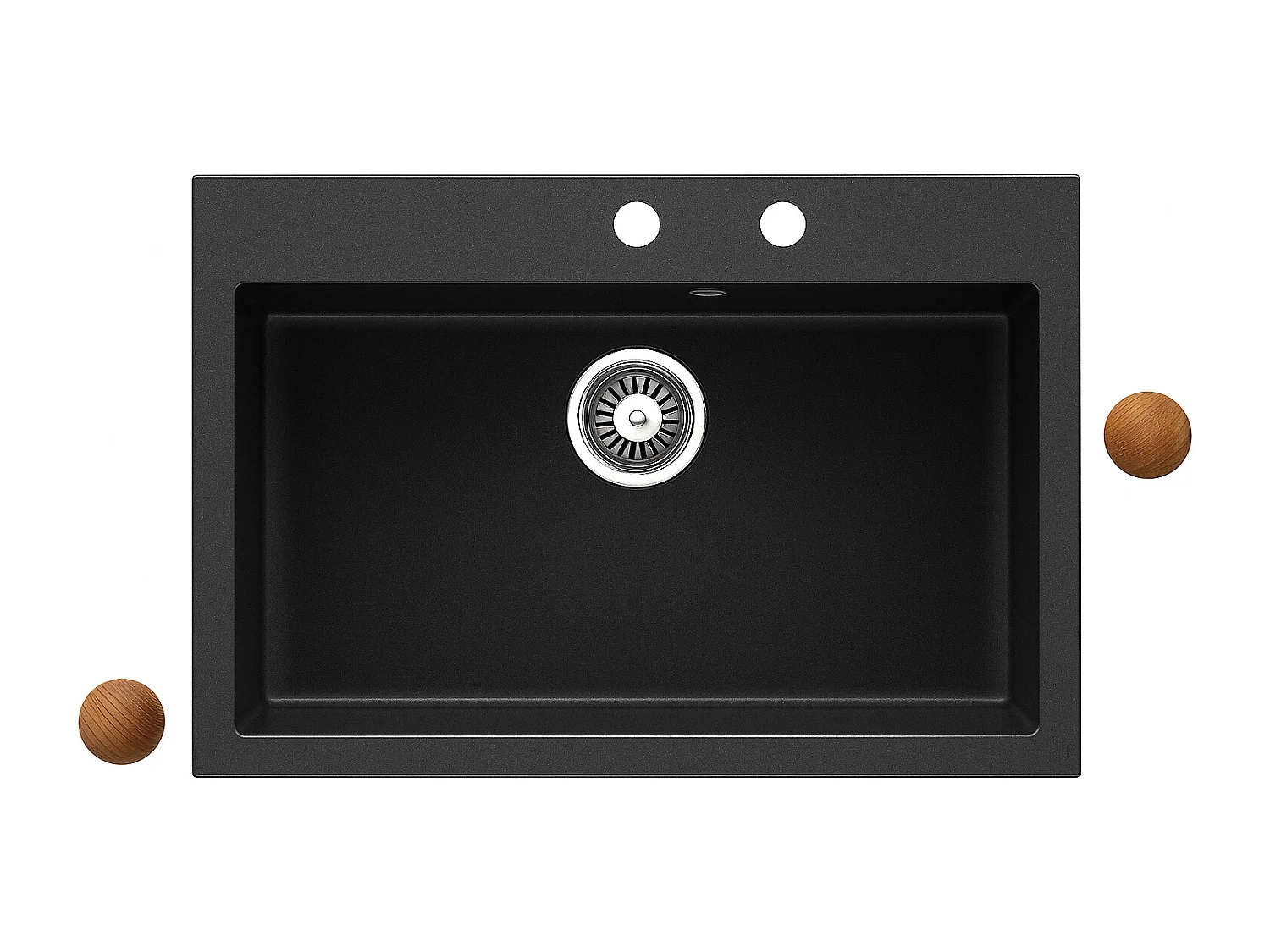 Grand évier ASOIZE NOIR en granit premium - 1 Bac sans égouttoir et vidage inclus