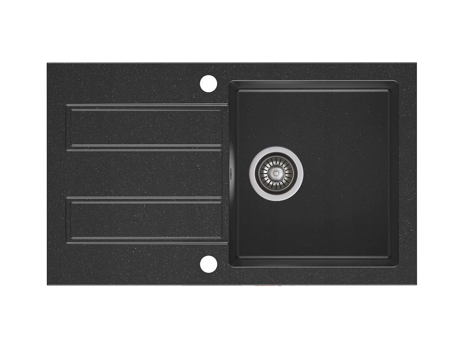 Evier rectangulaire COSTE NOIR en granit premium - 1 Bac avec égouttoir et vidage inclus