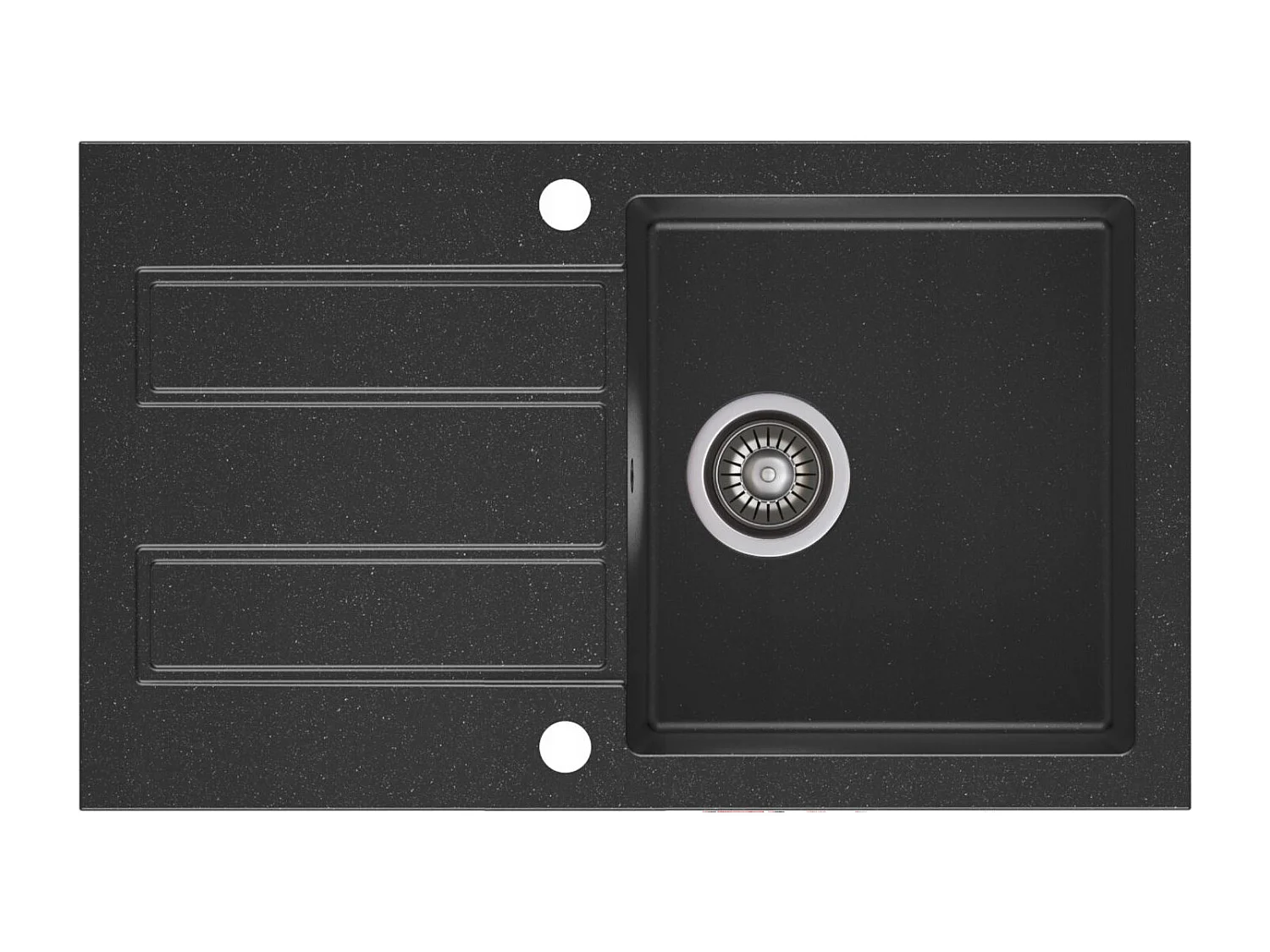 Evier rectangulaire COSTE NOIR en granit premium - 1 Bac avec égouttoir et vidage inclus