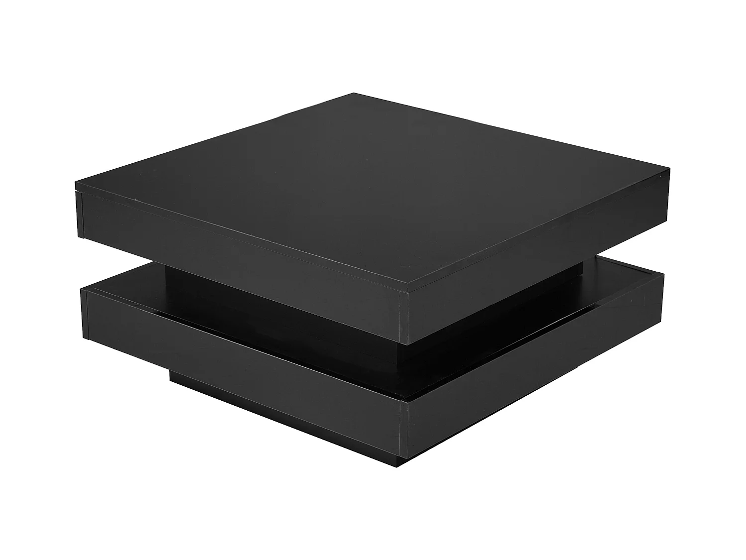 Czarny stolik kawowy, kwadratowy stolik kawowy z oświetleniem LED, nowoczesny design - do salonu i biura