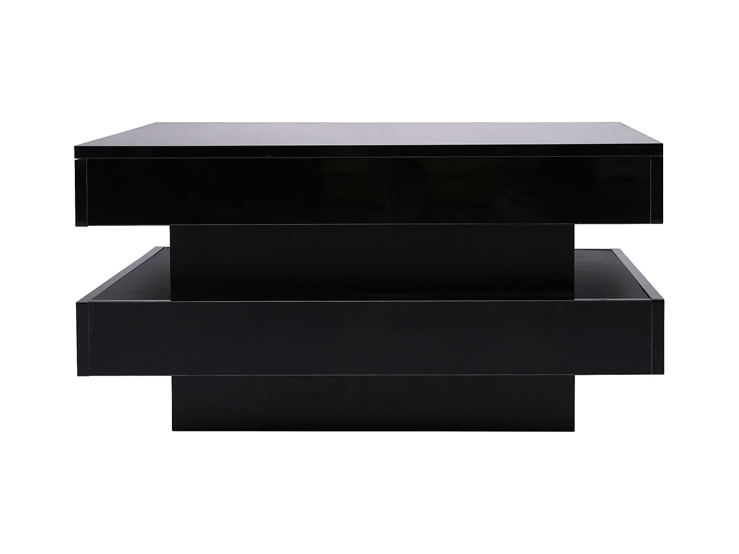Table basse noir, Table basse carrée avec éclairage LED , design moderne  - pour  salon et bureau