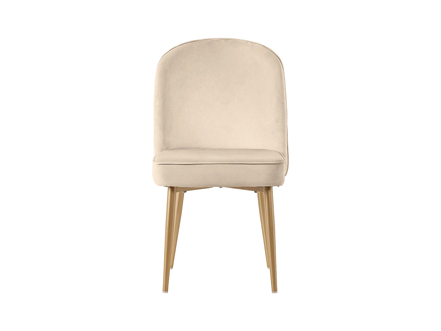 Lot de 4 chaises en velours beige, avec dossier courbé, pieds dorés - pour salle à manger et salon