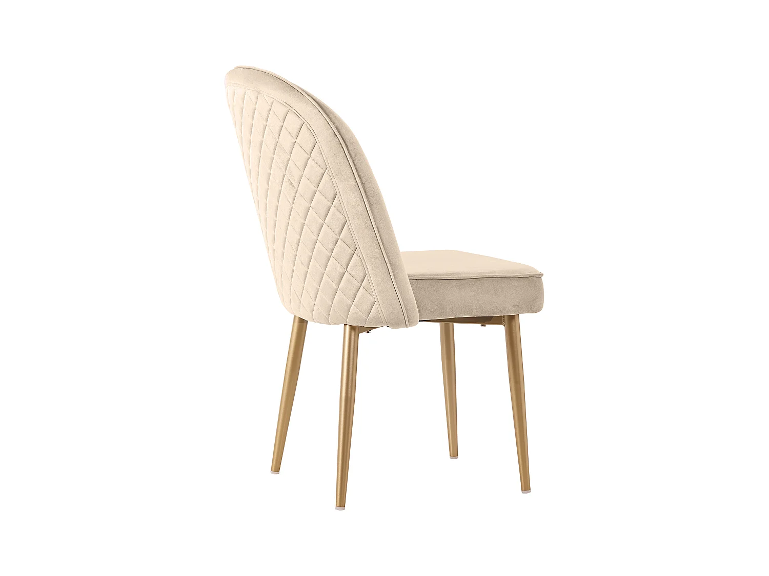 Lot de 4 chaises en velours beige, avec dossier courbé, pieds dorés - pour salle à manger et salon