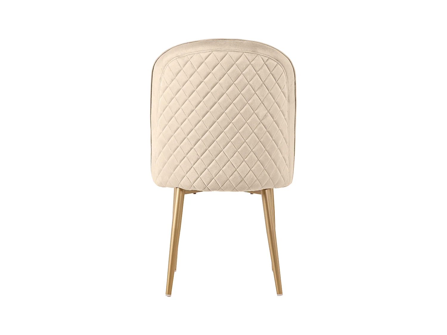 Lot de 4 chaises en velours beige, avec dossier courbé, pieds dorés - pour salle à manger et salon