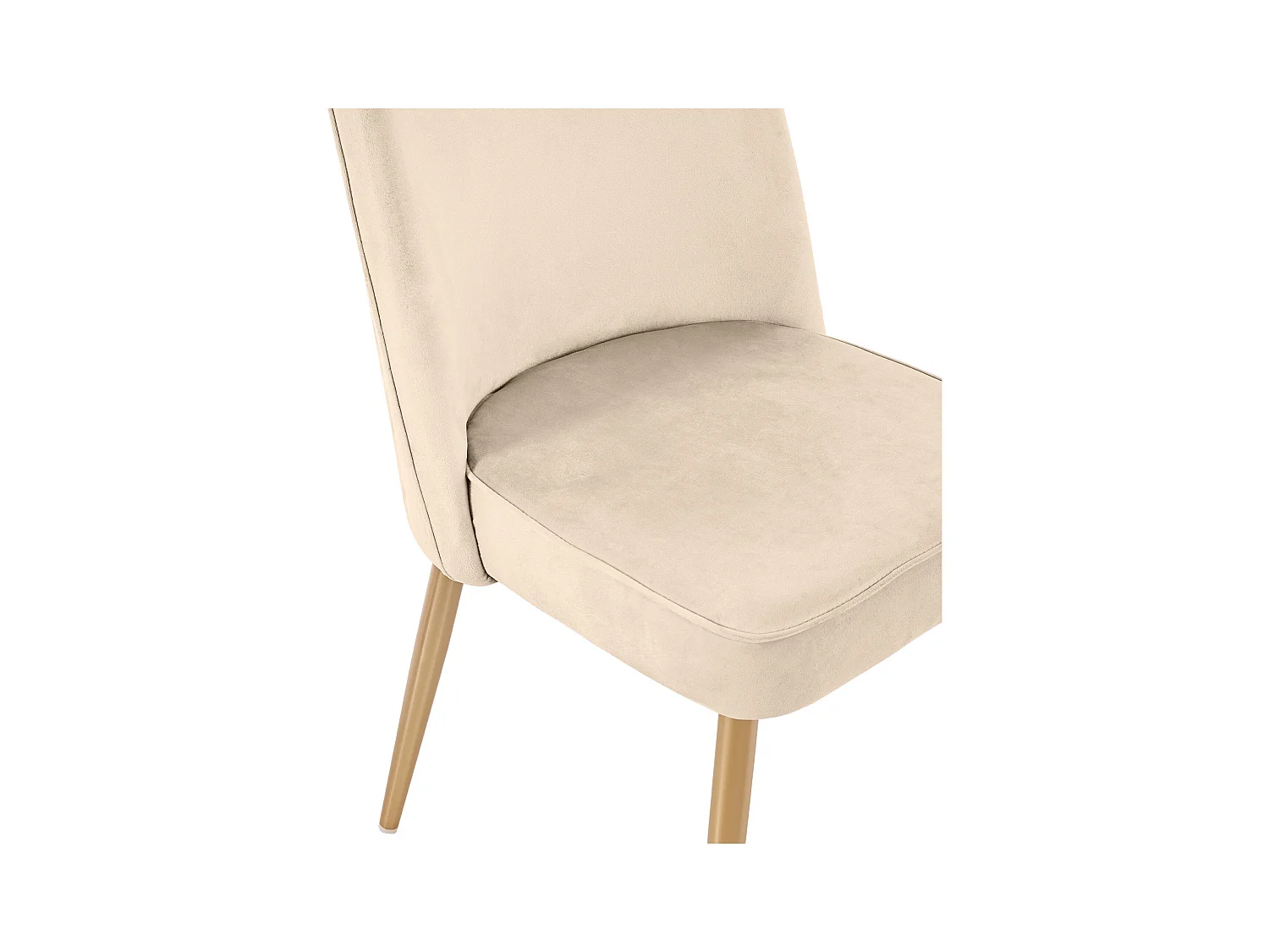 Lot de 4 chaises en velours beige, avec dossier courbé, pieds dorés - pour salle à manger et salon