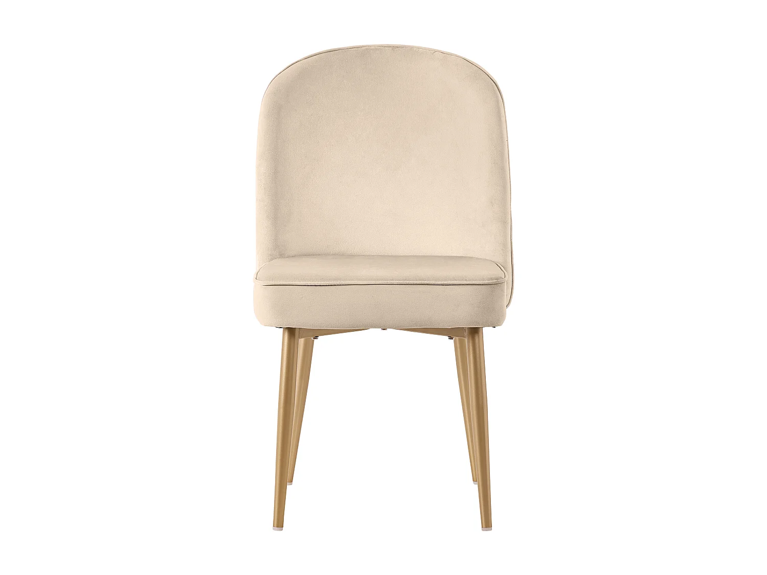 Lot de 4 chaises en velours beige, avec dossier courbé, pieds dorés - pour salle à manger et salon