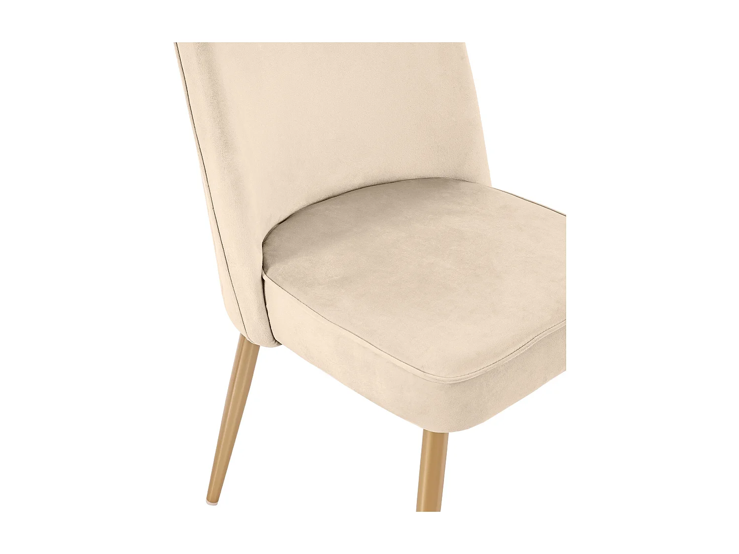 Lot de 4 chaises en velours beige, avec dossier courbé, pieds dorés - pour salle à manger et salon