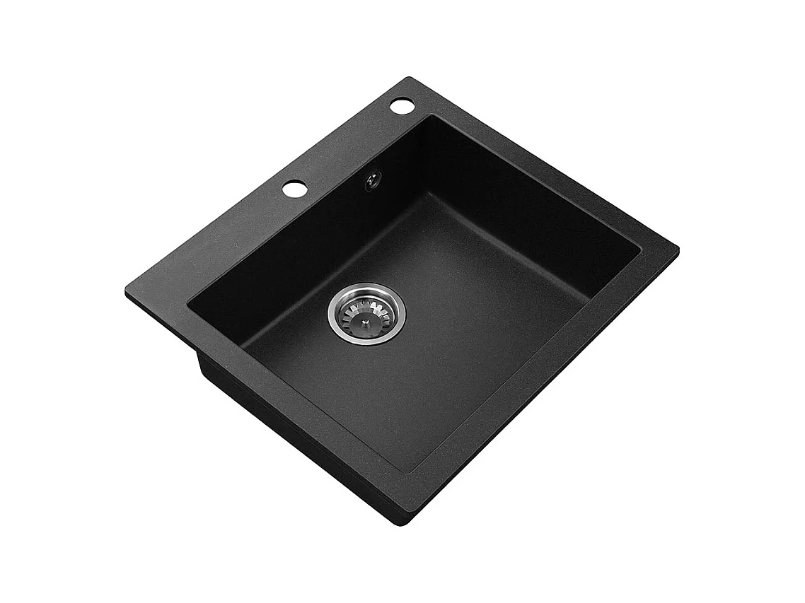 Evier rectangulaire NOITO NOIR en granit premium - 1 Bac sans égouttoir et vidage inclus