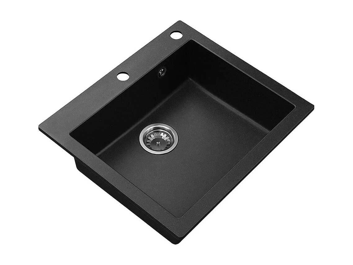 Evier rectangulaire NOITO NOIR en granit premium - 1 Bac sans égouttoir et vidage inclus