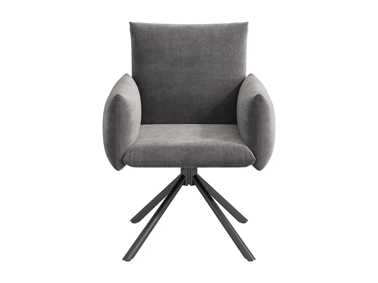 Set di 2 sedie girevoli in velluto grigio, con braccioli e gambe in metallo - per sala da pranzo e ufficio