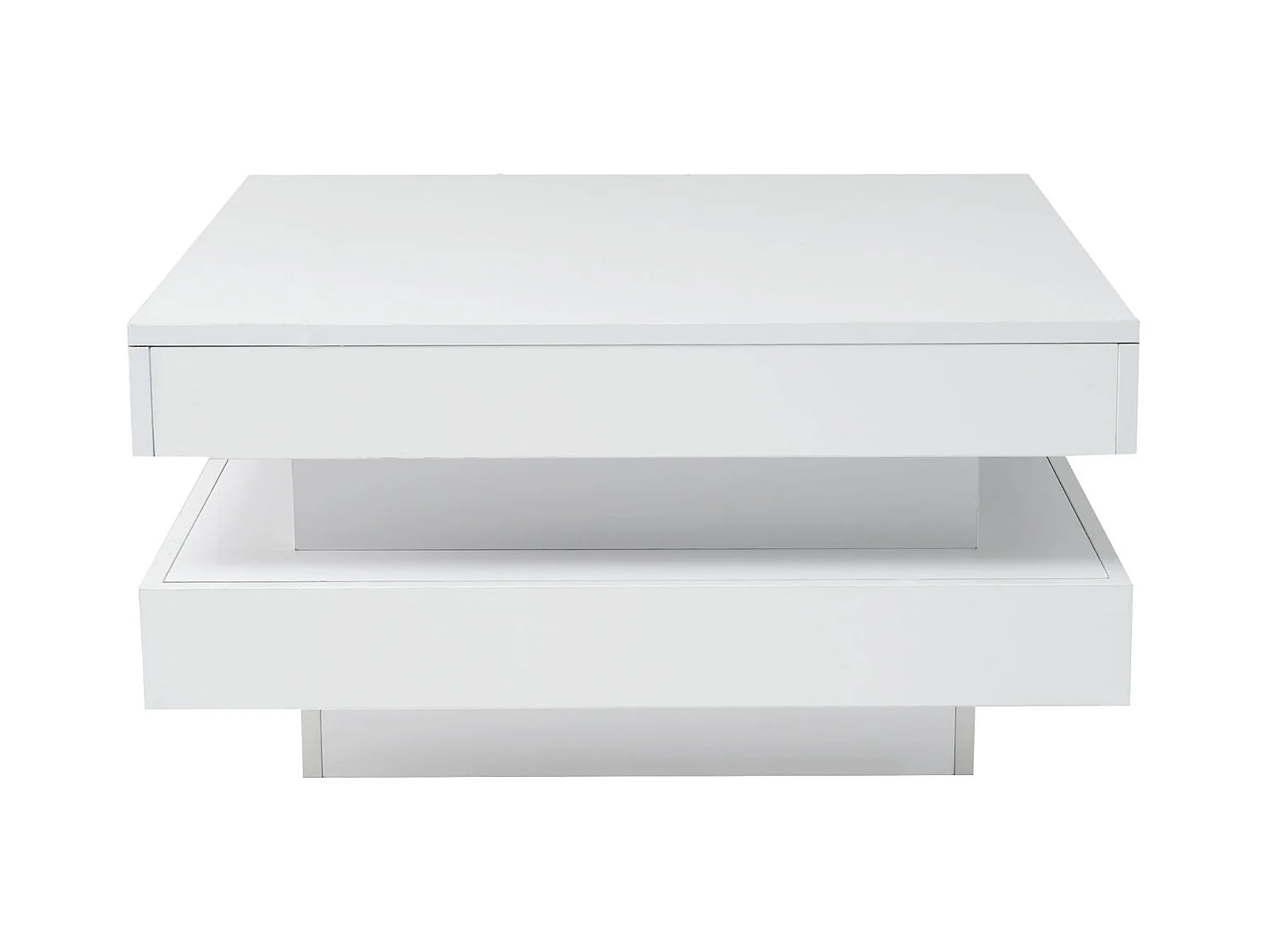 Tavolino da caffè bianco, tavolino da caffè quadrato con illuminazione a LED, design moderno - per soggiorno e ufficio