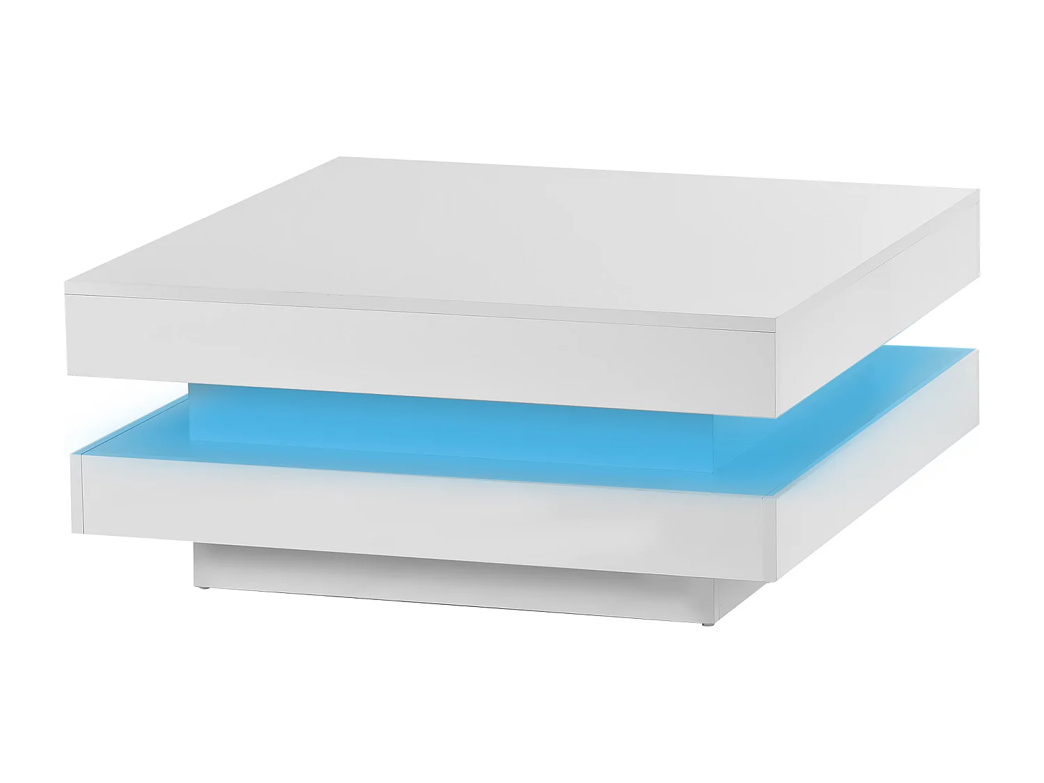 Table basse blanc, Table basse carrée avec éclairage LED , design moderne  - pour  salon et bureau
