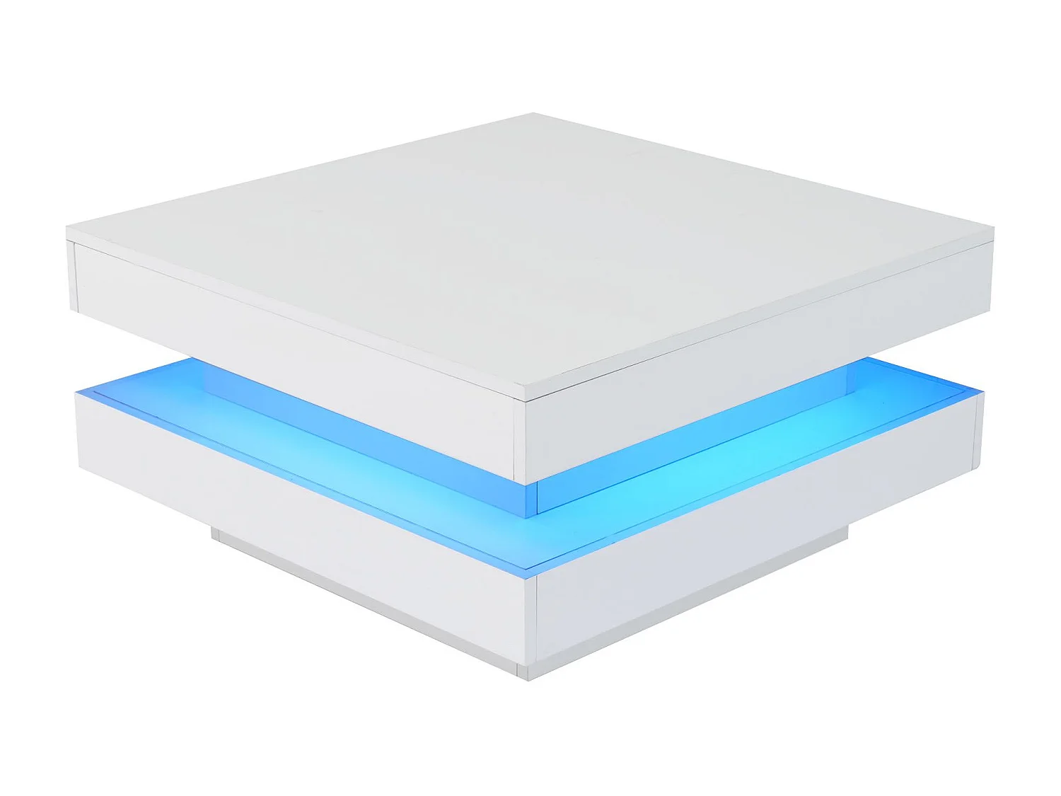 Table basse blanc, Table basse carrée avec éclairage LED , design moderne  - pour  salon et bureau