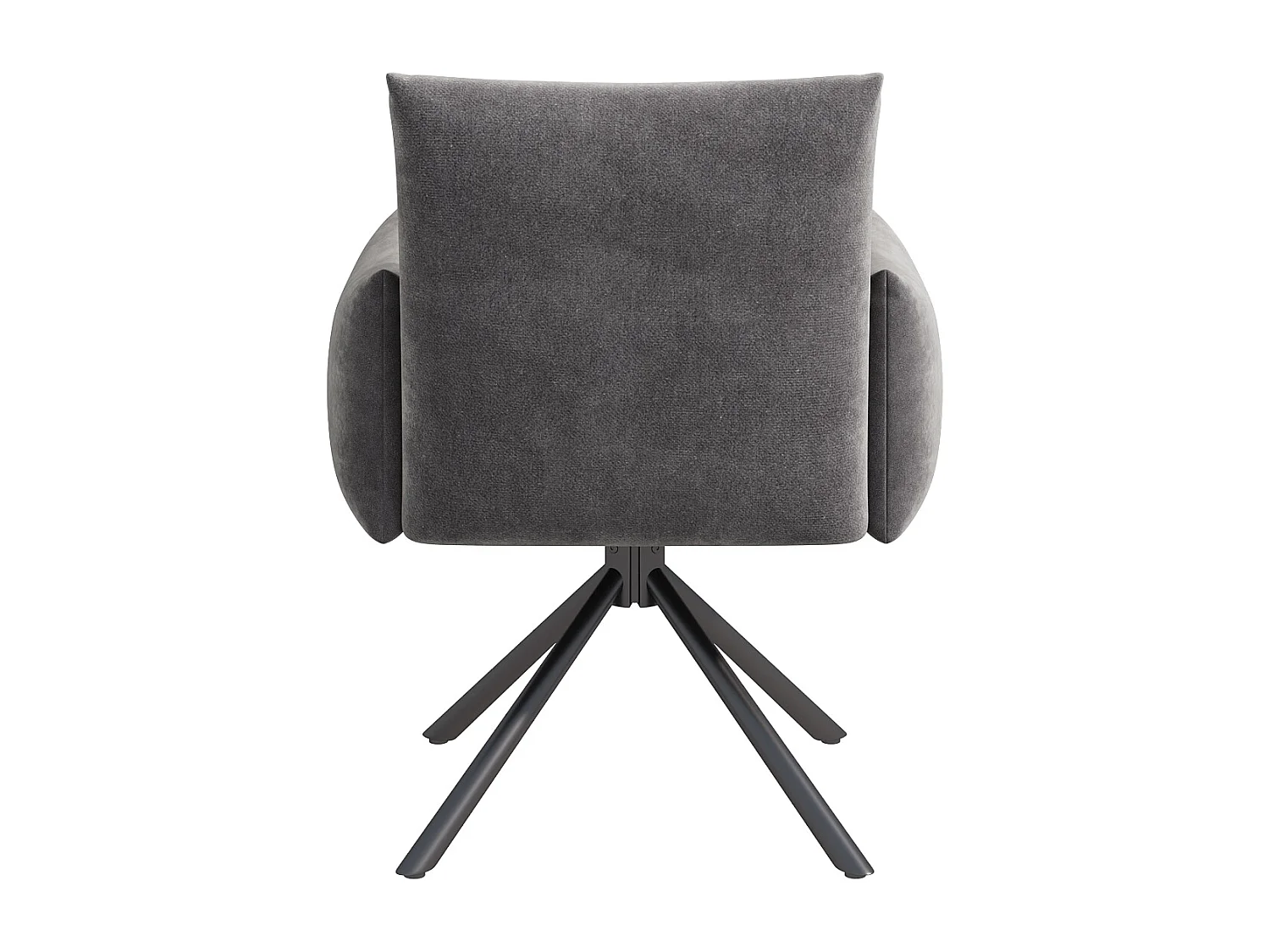 Set van 4 draaistoelen, grijs fluweel, met armleuningen en metalen poten - voor eetkamer en kantoor