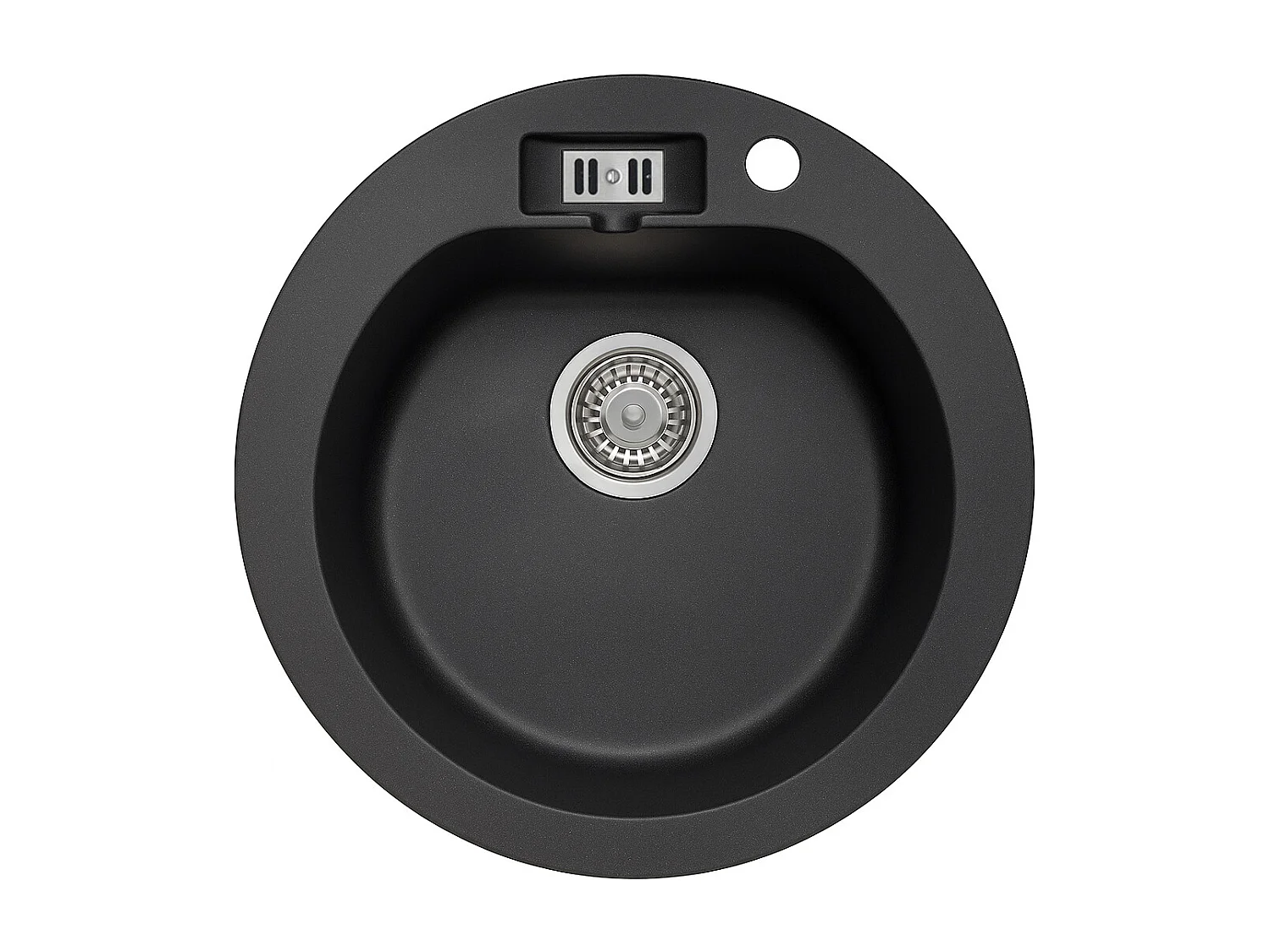 Evier rond NALIBOU NOIR en granit premium - 1 Bac sans égouttoir et vidage inclus