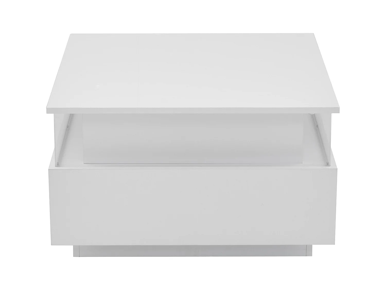 Table basse LED blanche avec 2 tiroirs et déflecteur transparent - pour  salon et bureau