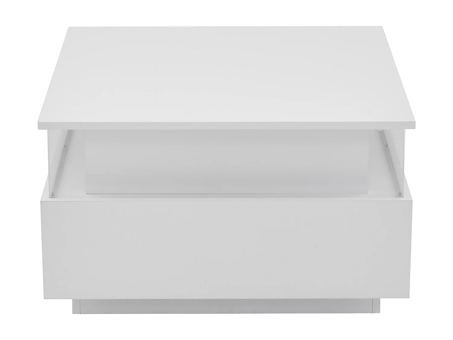 Table basse LED blanche avec 2 tiroirs et déflecteur transparent - pour  salon et bureau