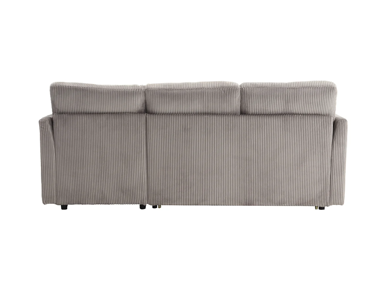 Canapé d'angle convertible, peluche gris, avec rangement et méridienne gigogne - pour salon ou studio